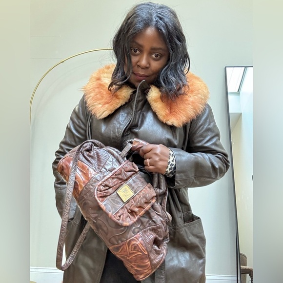 Vintage Handbags - 80s tool leather oblong brown crossbody bag